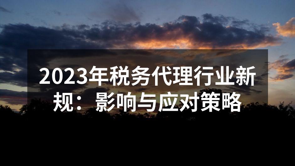 税务代理行业新规解读